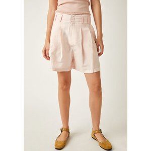 FREE PEOPLE Calla Linen Trouser Shorts / Pink Champagne